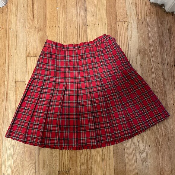 Vintage 90s Red Plaid Mini Skirt Size 10 - Picture 1 of 8